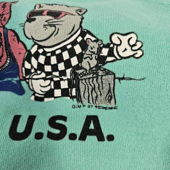 Vtg Hanes L Mint Crewneck Sweatshirt "Barn In The Usa" Farm Animals '87 80's - Picture 7 of 8